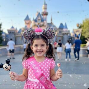 Disney Parks Minnie Mouse Happy Birthday Cake Sequin Ears Headband for children’